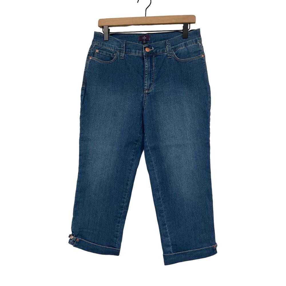 NYDJ Womens Cropped Stretch Jeans Size 8 Lift Tuck Technology Embellished Cuffs
